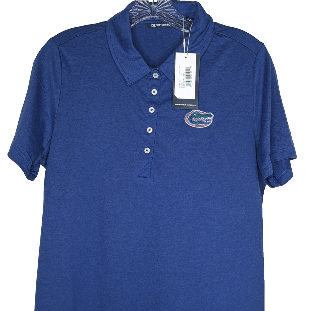 NEW Florida Gators UF Cutter & Buck Women's Blue Polo Shirt Golf Top Embroidered